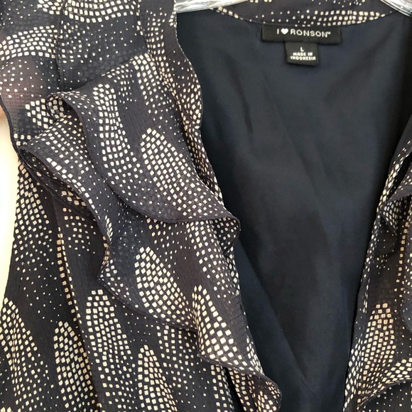 I <3 Ronson Navy Sleeveless Ruffle Front Dress - Picture 5 of 10